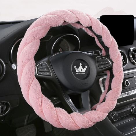 Lenkradbezug Plüsch Rosa 39-41cm für Damen und Mädchen, warm & rutschfest (1/5)