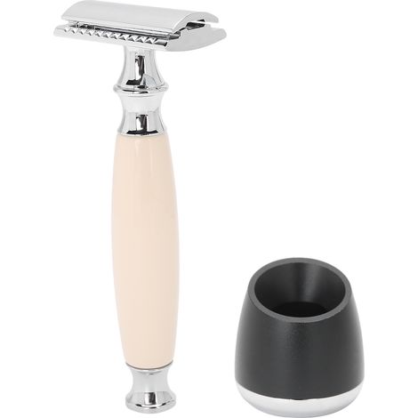 Support pour Lames de Rasoir Double Tranchant avec Socle - Accessoire Salle de Bain Beige (1/5)