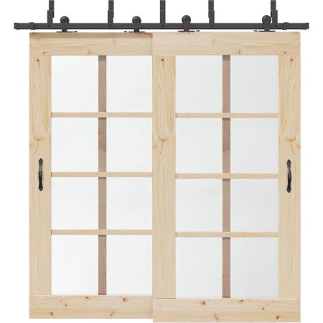 Sliding Door Hardware Kit 213,5 cm Steel Black vidaXL