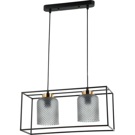 Italux Sinella suspension 2 lumières E27 noir/or fumé
