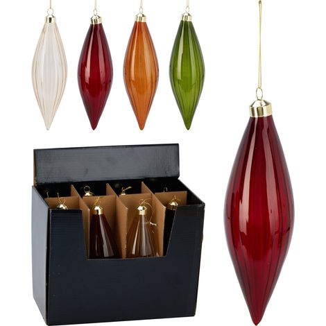 decorazione natalizia appendibile goccia 21cm - rosso/bianco/verde/arancione colore assortito