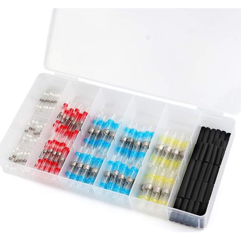 250 cosses thermorétractables, connecteurs à manchon thermorétractable en 4 tailles, connecteurs à souder étanches pour auto et moto, gaine thermorétractable pratique pour câbles (1/5)