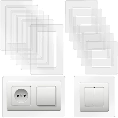 6 Pièces Protections Murales Interrupteurs de 1 Prise 6 Stück Transparents Acrylique Plaque de Protection Interrupteur de 2 Prise pour Famille Chambre Salon Forme Carrée (1/5)