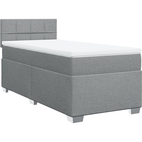 Maison Exclusive - Cama box spring con colchón tela gris claro 10