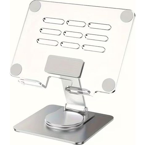 Support pour tablette en acrylique Rotation à 360° et pliable Support de bureau pour iPad et smartphones Design simple et élégant (1/4)