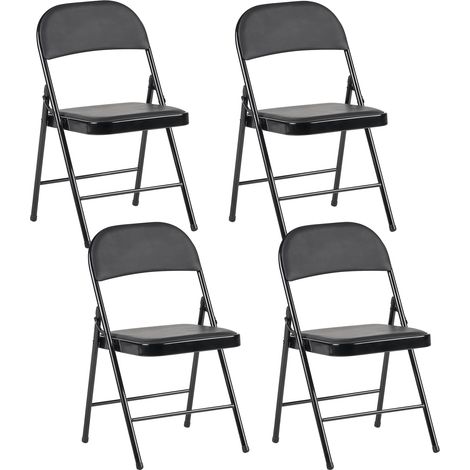 Conjunto de 4 sillas plegables estructura de metal asiento y respaldo acolchados negro Shasta