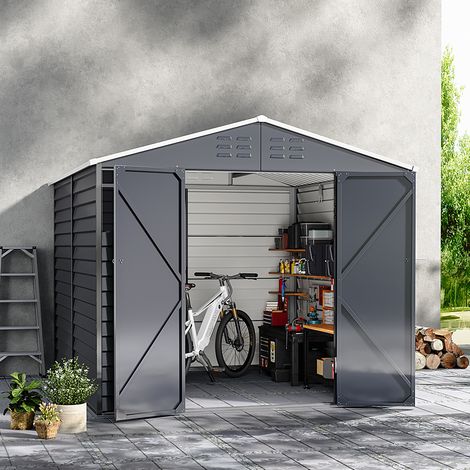 Charcoal Steel Tool Shed with Front Windows (1/5)