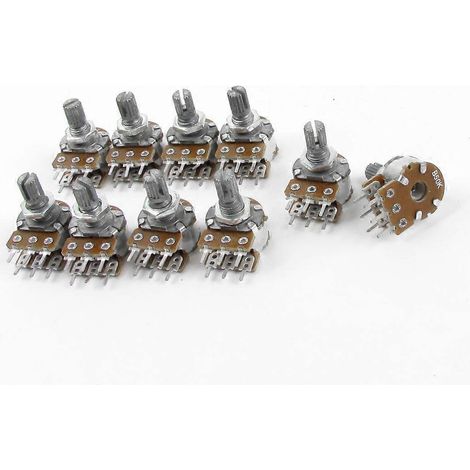 Packung mit 10 doppelt gerändelten linearen Potentiometern, von oben einstellbar, 50 kΩ B50K (1/5)