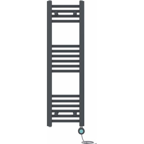 Pre-filled Bathroom Straight Electric Heated Towel Rail Radiator Thermostatic 1000x300mm Anthracite