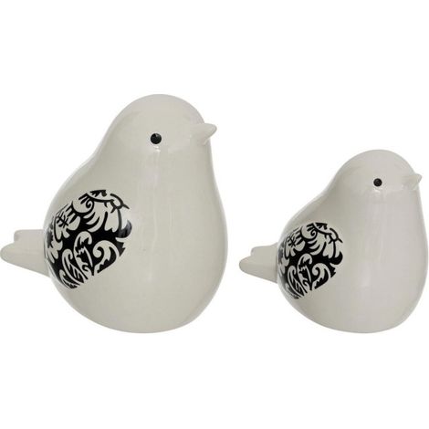 Lot de 2 Statuettes Oiseaux "Lumia" 11cm Blanc (1/3)