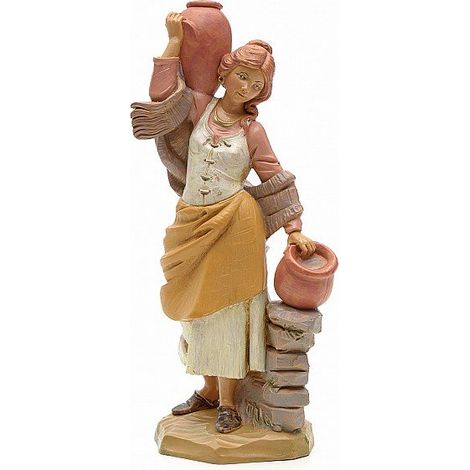 PASTORELLA CON BROCCHE 19CM IN RESINA (22)