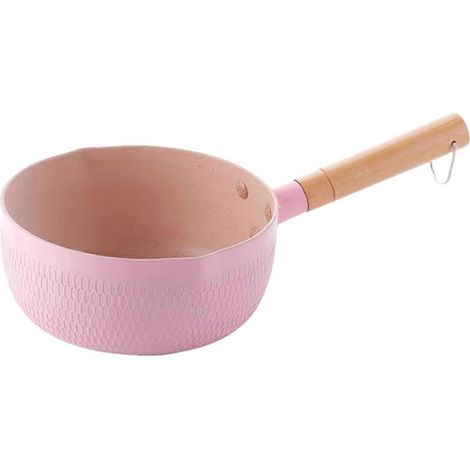1 poêle antiadhésive, casserole à lait, poêle pour bébé, poêle à neige, poêle à frire et casserole, plaque de cuisson à induction intégrée, rose universel (1/5)