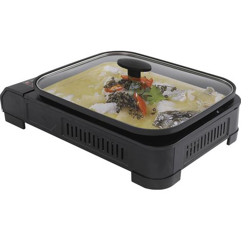 Gril de Camping Portable, Puissance Thermique 2,1 kW, Taille du Réchaud 45 x 30,5 x 8,5 cm, Taille de la Poêle à Griller 37 x 30 x 3,5 cm, Consommation de Gaz 160 g/h, Poids Net 4,26 kg (1/5)