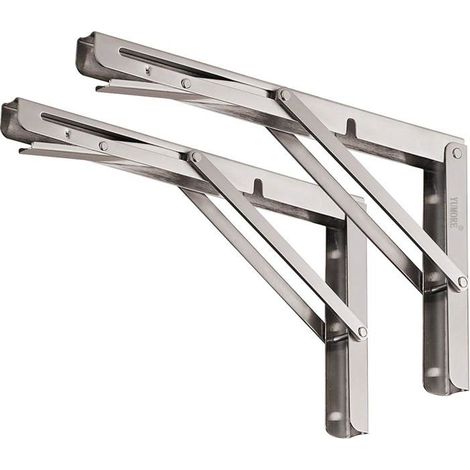 Support pliable Lot de 2 Acier inoxydable Charge maximale 150 kg Garage, cuisine, bureau 300x1 (1/5)