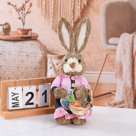 Décorations rustiques de Pâques pour la maison - Figurines de lapin pour les fêtes (1/5)