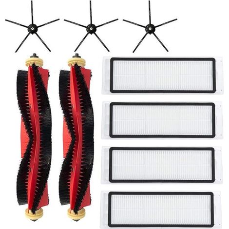 Aplicable a accesorios de filtro de cepillo principal para aspiradora Xiaomi Roborock S6 Maxv S5 Max S6 S5 S6 Pure S60 S65, repuestos 2 cepillos principales 4 filtros Hepa 3 cepillos laterales (blanco (1/5)