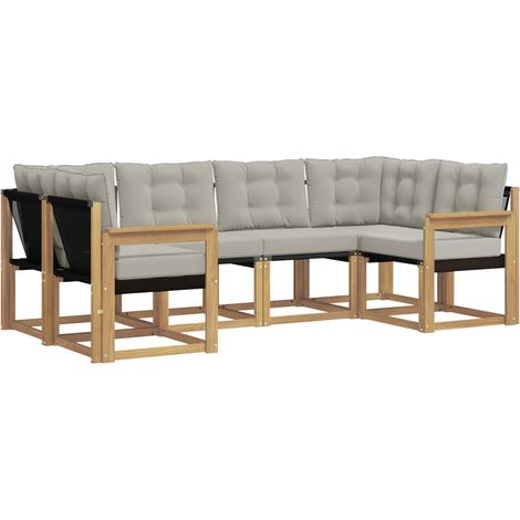 Set di divani da esterno 6 pcs Bianco e Grigio Chiaro vidaXL