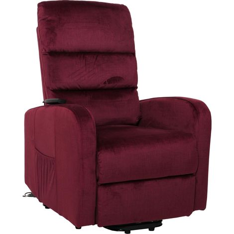 [NEUWERTIG] Fernsehsessel HHG-707, Sessel Relaxsessel TV-Sessel, Liegefunktion Aufstehhilfe elektrisch, Metall Chenille bordeaux (1/5)
