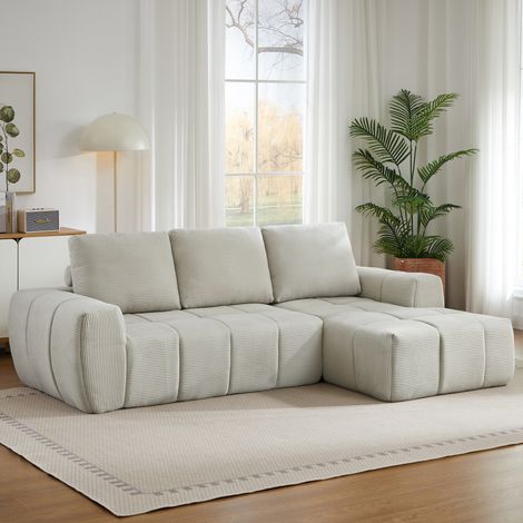 Sofa aus Cord mit Tufting in Beige, ohne Montage OKMYHOME (1/5)
