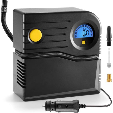 Compresseur à air - 12 V - Affichage numérique - Manomètre intégré - Adaptateurs valves inclus - Pour pneus voiture vélo moto - Longueur câble 3 m - Bleu (1/5)