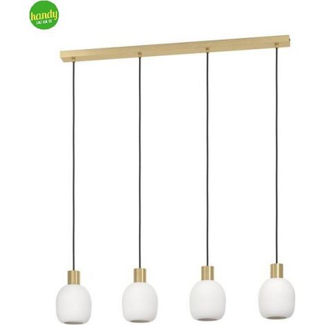 Lampada Sospesa Manzanares Eglo 4xE27 Ottone Spazzolato Bianco (1/4)