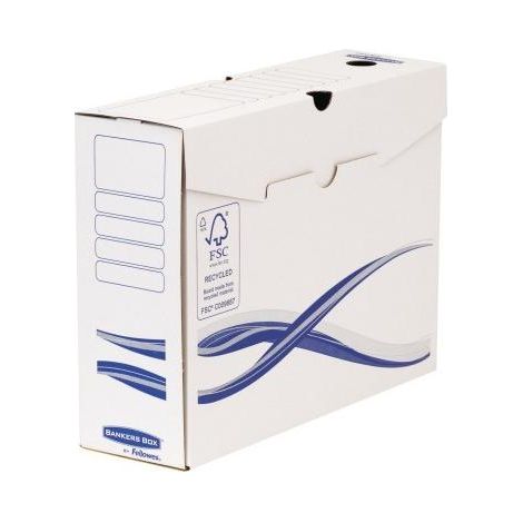 BANKERS BOX Archivschachtel Bankers Box® Basic 10 x 25,5 x 34 cm (B x H x T) DIN A4 DIN A4 Überbreite mitArchivdruck Karton recycelt weiß/blau 25 St./Pack. (1/5)