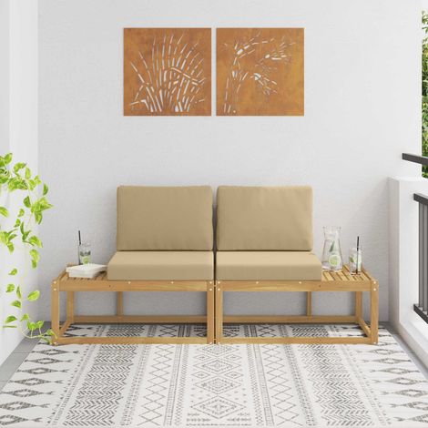 vidaXL Canapé d'extérieur en bout 2 Pièce Blanc Bois d'Acacia Massif