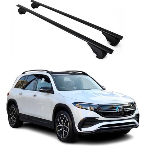 OMAC Barres de toit pour Mercedes EQB X243 2022-2026 – TÜV / DIN 75302:2019 – Antivol inclus – Charge max 75 kg – 2 barres Noir (1/4)
