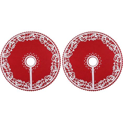 Jupe sapin de Noël -Jupe d'arbre de 30,5 cm - Avec motif floral - Pour la fête du Nouvel An (2PCS) (1/5)