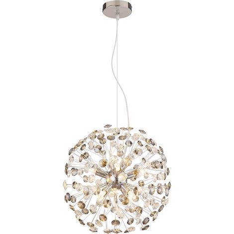 Pendelleuchte Esszimmerlampe Hängeleuchte G9 LED Kristall rauch klar 8-Flammig (1/5)