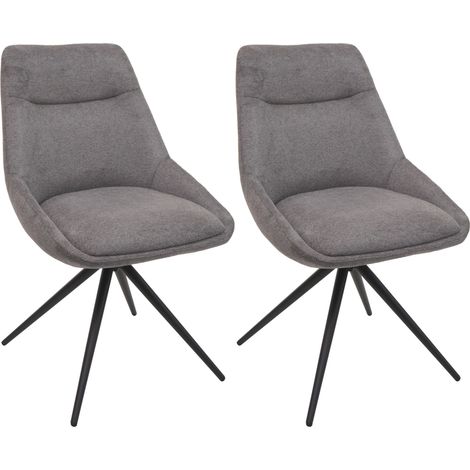 [NON UTILIZZATO] Set 2 sedie sala da pranzo HHG-066, cucina poltrona, girevole auto-posizione metallo stoffa/tessuto, grigio
