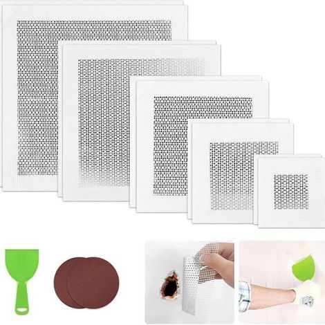 Kit per la riparazione di pareti: set completo di toppe metalliche modulari per riparare fori nel cartongesso. (1/4)