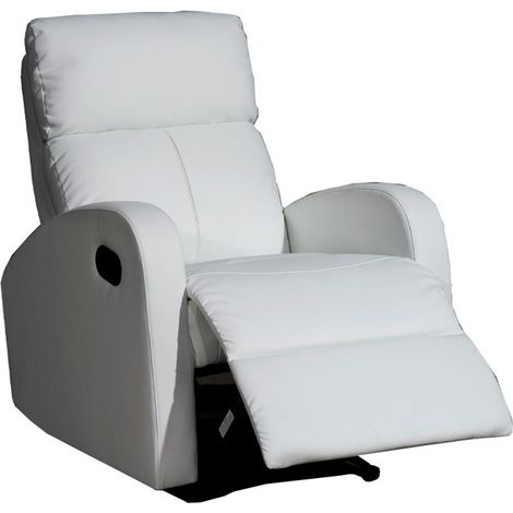 MOMMA HOME Sillón Relax reclinable Med - Modelo TAVIRA - Color Blanco - Material Ecopiel/Metal - Medidas 71 x 93 x 101 cm (1/5)