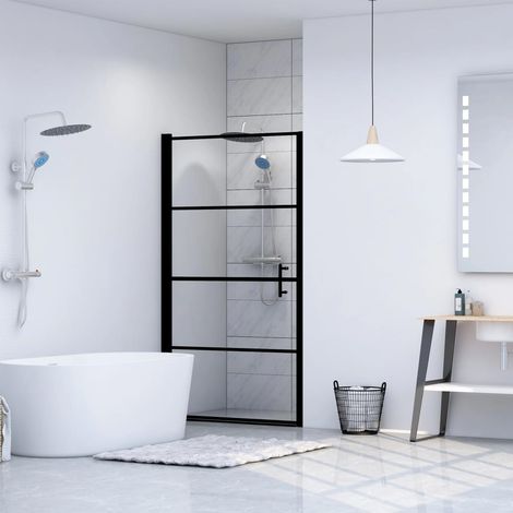 Porte De Douche Porte et paroi de douche - Verre trempé 100x178 cm Noir BV433946 - BonneVie (1/5)