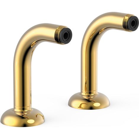 TRES 24287101OR TRES CLASIC Tomas De Agua Acodadas De Instalación A Borde Bañera para Grifo De Bañera Color Oro 24K - ref: 24287101OR