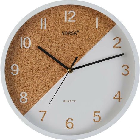 VERSA reloj blanco corcho 30 cm , Reloj blanco corcho 30cmMarca: VersaReloj de pared de estilo modernoMedidas (al X L X An) 30 X 4,5 X 30 Cm, Color Blanco (1/3)
