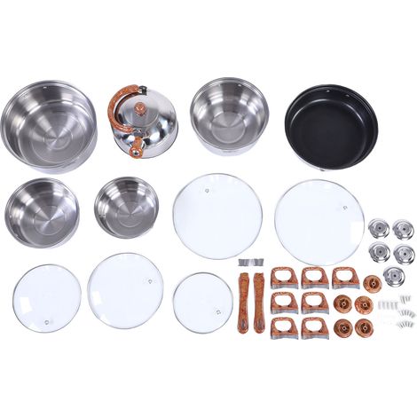 Ensemble de casseroles avec couvercles, poignées en Grain de bois, cuisinière à soupe en acier inoxydable, bouilloire, poêle à frire, Sauce pour cuisinière à Induction, gaz (1/5)