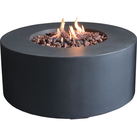 Table braséro à gaz Venice en béton fibré - 87x87x37 cm