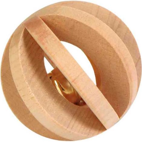 gioco in legno trixie wooden ball with rattle 6 cm naturale sonoro