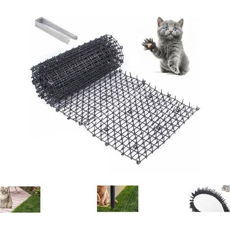 Tapis Anti-Chat avec Pointes,200 30cm Tapis de Dissuasion répulsif pour Chat Chien Animal,avec 8 Ancrages au Sol en Forme de U, Répulsif Chats Chiens Naturel & Écologique pour Jardin, Clôtures, (1/5)
