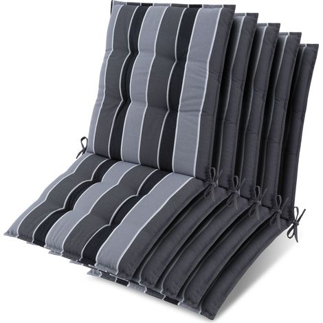 5x chaise à dossier bas Sun-NL Housse 105x50x8cm Anthracite-Rayé