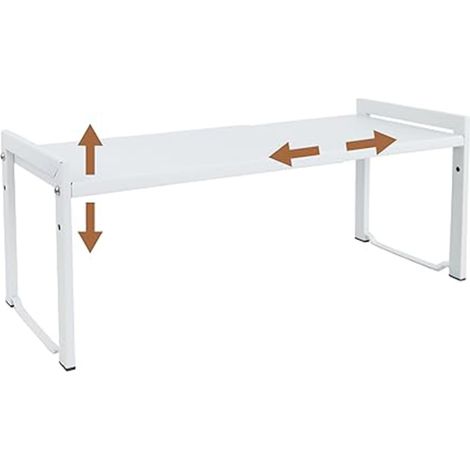 1 Pièce - Étagère Extensible - Organisateur de Placard - Réglable et Empilable pour Cuisine et Bureau - Blanc - 35x66x27x18 cm (1/5)