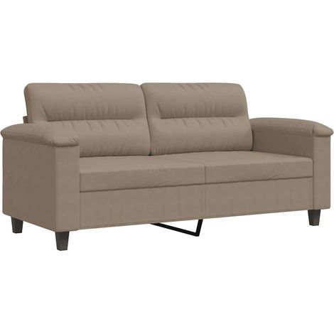 Divano a 2 Posti Sofa Tortora 140 cm in Tessuto Microfibra (1/5)