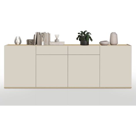 WHOUS Credenza Garda con 4 ante e 2 cassetti colore cashmere/rovere chopin 200x35x71 cm