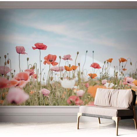 Carta da parati autoadesiva - Fotomurale adesivo - design elegante - stile moderno - Fiori di papavero 312x219 cm (1/5)