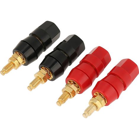 Lot de 4 bornes de connexion audio noires et rouges pour adaptateur de prise banane (1/4)