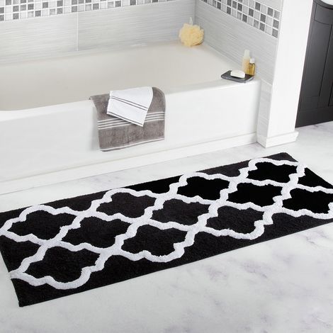 Set de 2 tapis de salle de bain microfibre - Doux et absorbants - Antidérapants - Dimensions 45x65cm et 45x120cm - Entretien facile (1/5)