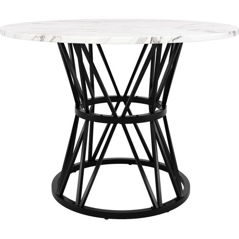 GagaTable à manger ronde 100x100x76 cm MDF marbre noir (1/5)