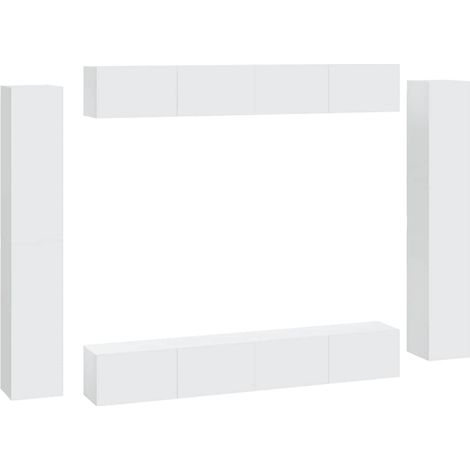 Maison Exclusive - Set Mobili Porta TV 8pz Bianco in Legno Multistrato (1/5)