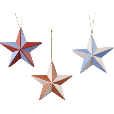 Decoris Weihnachtskugel aus Kunststoff Stern 11 cm 3-fach sortiert Kugel